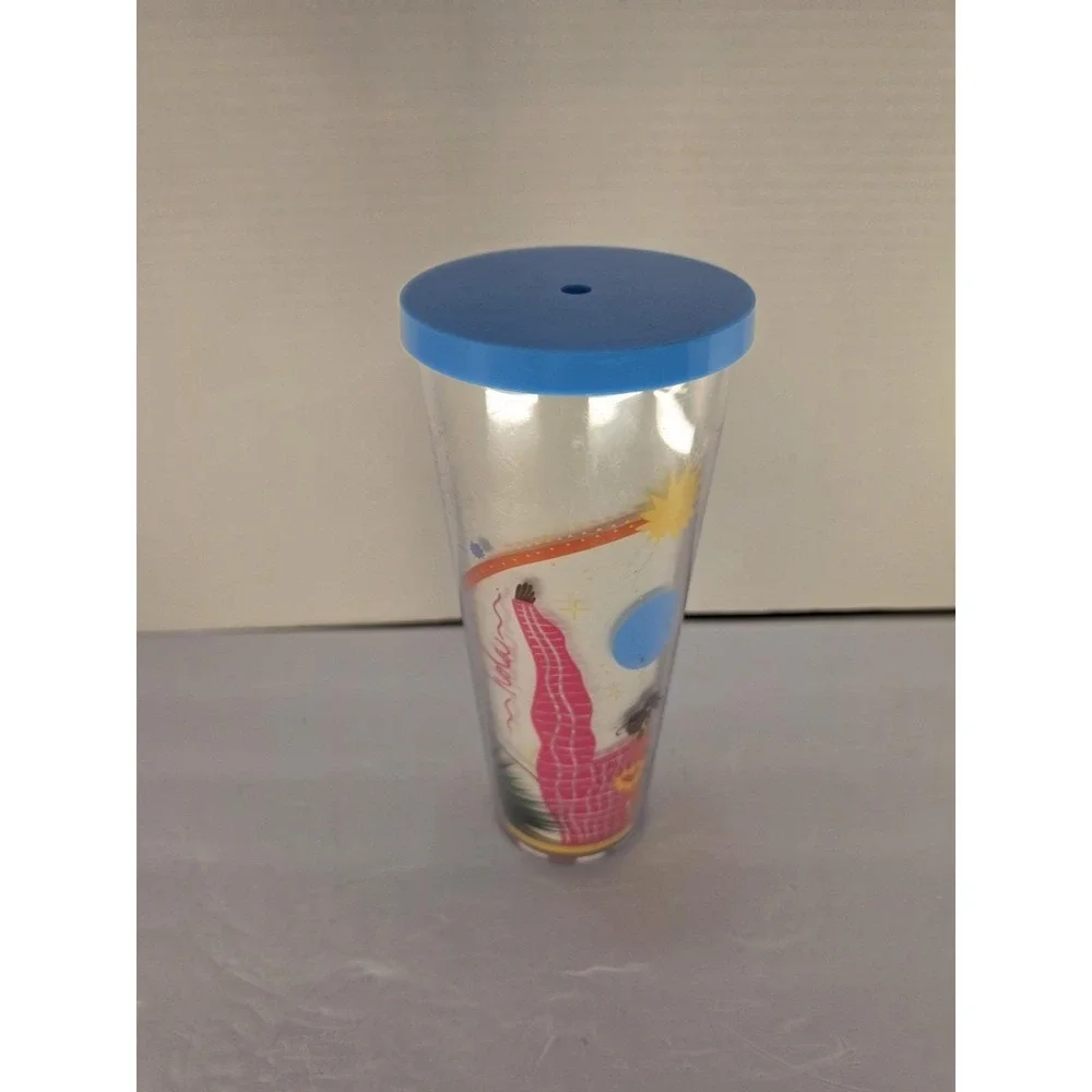 Starbucks x Manuel Swirls 16 oz Double Wall Tumbler Blue Lid Reusable Cup EUC